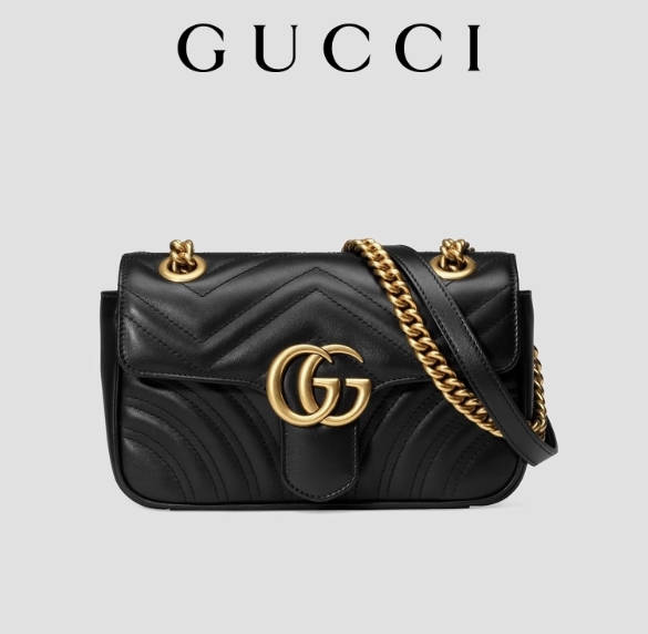 GUCCI古驰GG Marmont系列女士迷你肩背包斜挎包链条包