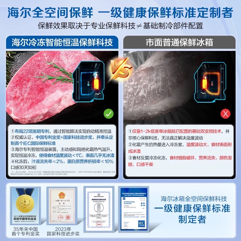 海尔小红花540L双开四门一级能效超薄零嵌入式家用冰箱526升级款