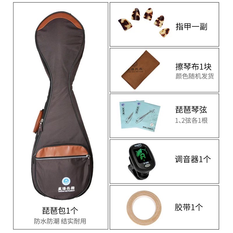 星海 琵琶乐器8913特氏古夷苏木材质素面典雅图案成人考级演奏