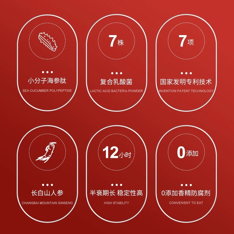 美莱健人参蛹虫草海参肽盒装每片含人参(人工种植)100mg官方正品