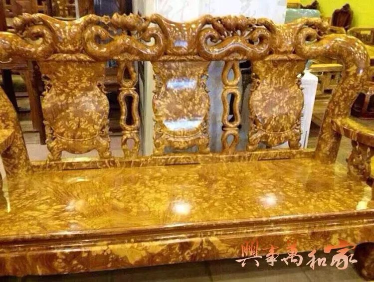 古典家具 加粗加厚 10件套 黄金樟木组合沙发 实木家居沙发