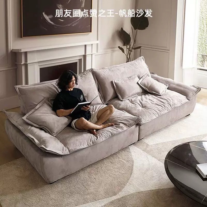 奥克兰帆船沙发大坐深懒人客厅家用直排防猫抓磨砂布艺可拆洗