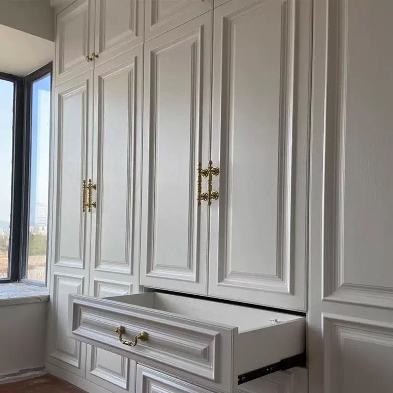 台湾全屋定制衣柜整体衣柜定制法式奶油风一门到顶卧室衣柜衣帽间