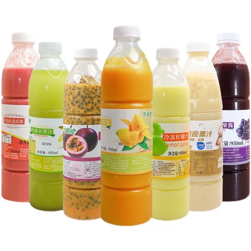 产地冷冻果汁甘蔗汁芒果百香果葡萄柠檬水蜜桃火龙果酱原料24瓶装