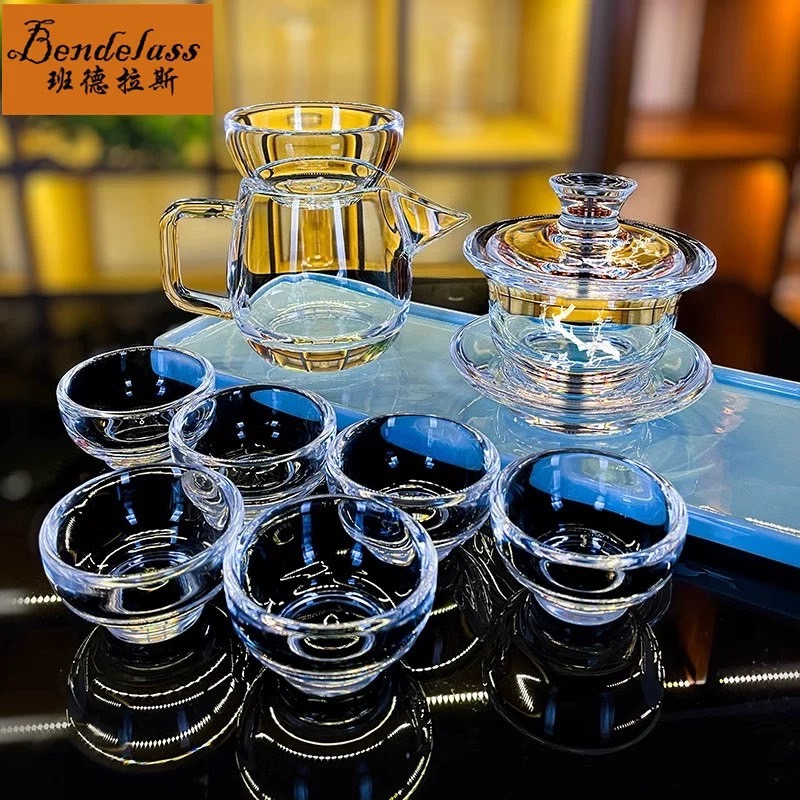 班德拉斯原矿水晶功夫茶具套装2025新款耐高温茶壶茶杯公道杯送礼