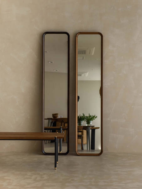 弄居︱ 侘寂风家用实木落地全身镜复古简约ins穿衣镜中古壁挂镜子