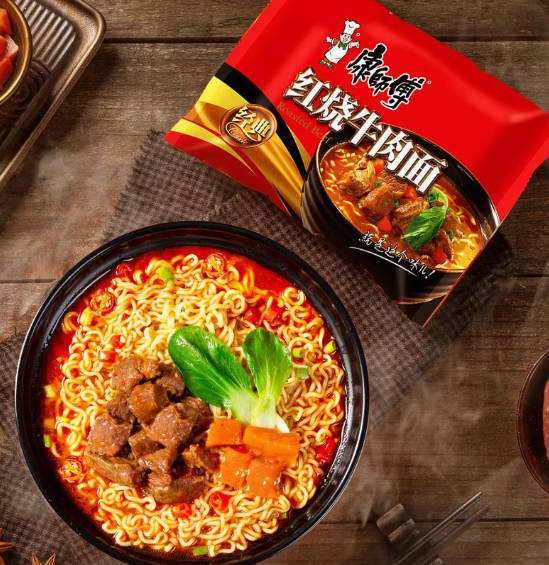 康师傅方便面经典五连包袋装面红烧牛肉面批发整箱速食泡面香辣