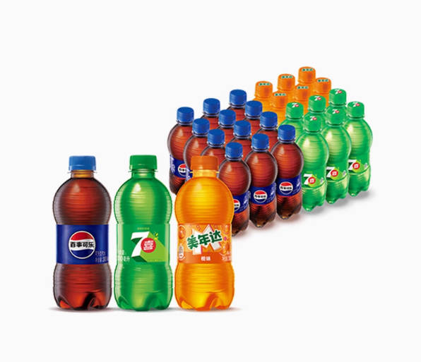 【超级桶】百事可乐(原味+7喜+美年达)碳酸饮料300ml*24瓶
