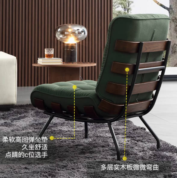 意式单人沙发椅家用客厅卧室休闲椅复古单椅沙发单人椅极简小沙发