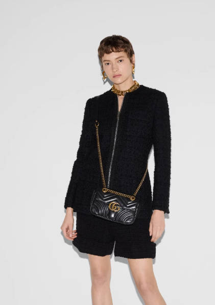 GUCCI古驰GG Marmont系列女士迷你肩背包斜挎包链条包