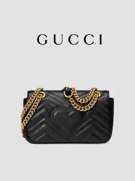 GUCCI古驰GG Marmont系列女士迷你肩背包斜挎包链条包