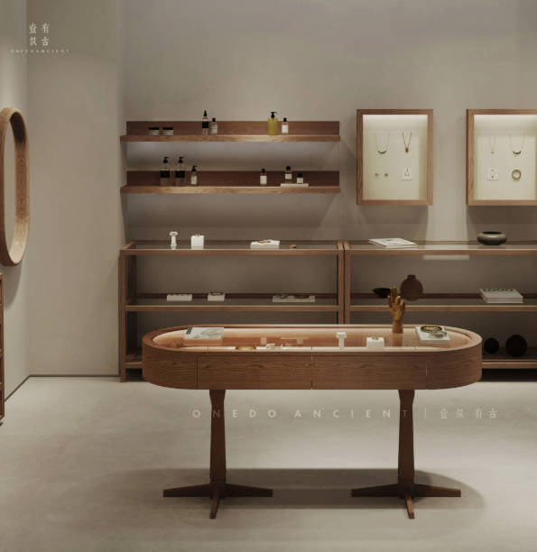 饰品首饰银饰柜珠宝陈列柜子定制时尚复古椭圆展示柜中岛精品柜台