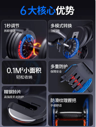 麦瑞克哑铃男士健身家用锻炼器材多功能可调节重量男杠铃壶铃套装