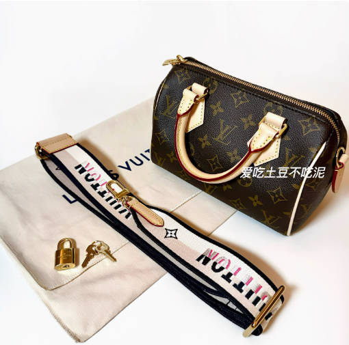 国内现货 Louis Vuitton lv speedy20老花包肩带斜挎单肩枕头女包