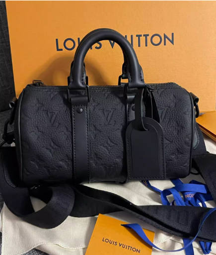 Lv路易威登 keepall25 35老花压纹手提单肩斜挎包黑