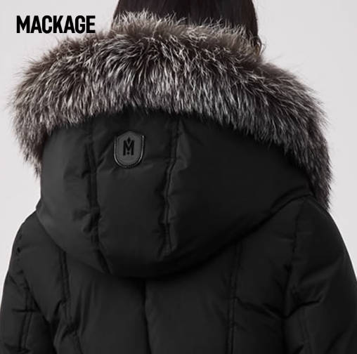 摩登专致系列-MACKAGE女士 ADALI中长V型毛领羽绒服潮流羽绒外套