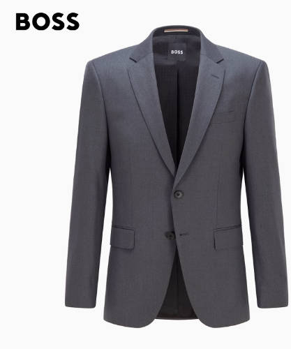 【贝克汉姆同款】HUGO BOSS男士衬里羊毛单排扣商务西装外套夹克