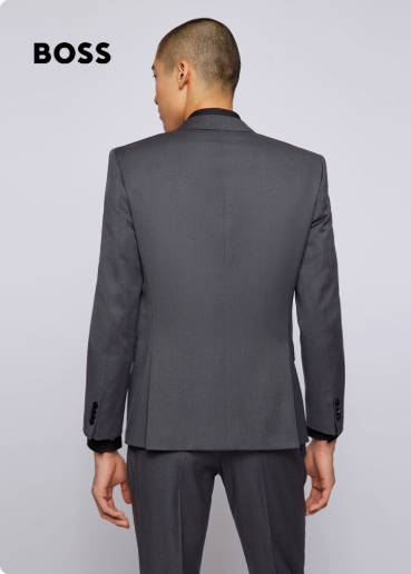 【贝克汉姆同款】HUGO BOSS男士衬里羊毛单排扣商务西装外套夹克