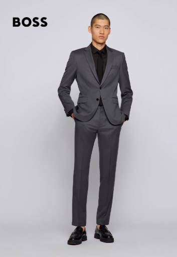 【贝克汉姆同款】HUGO BOSS男士衬里羊毛单排扣商务西装外套夹克