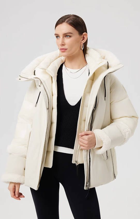 MACKAGE女士CYRAH 拼接加厚保暖防寒羽绒服外套