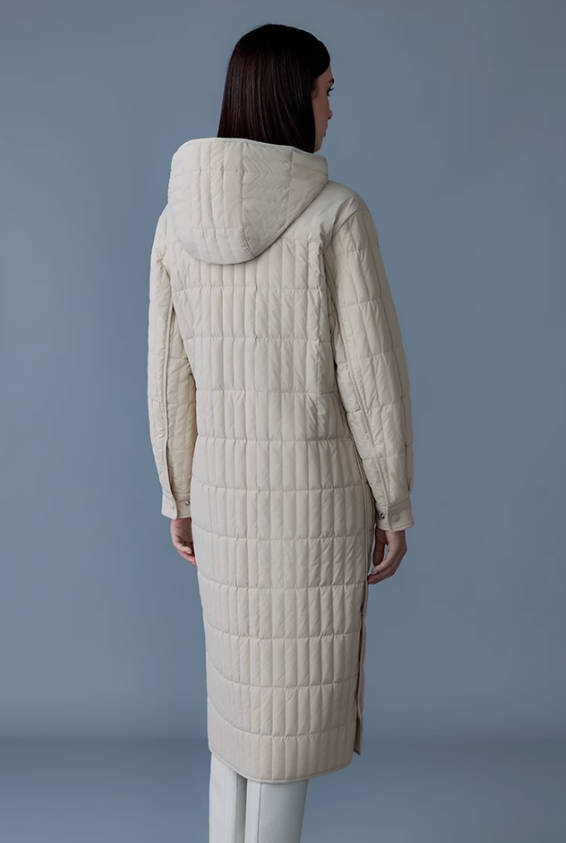 MACKAGE女士TADOKA竖条纹轻薄中长款羽绒服外套