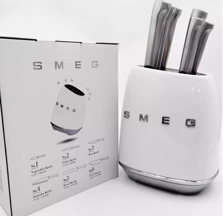 SMEG斯麦格网红刀具刀架复古不锈钢整套装厨房厨具6件套礼盒
