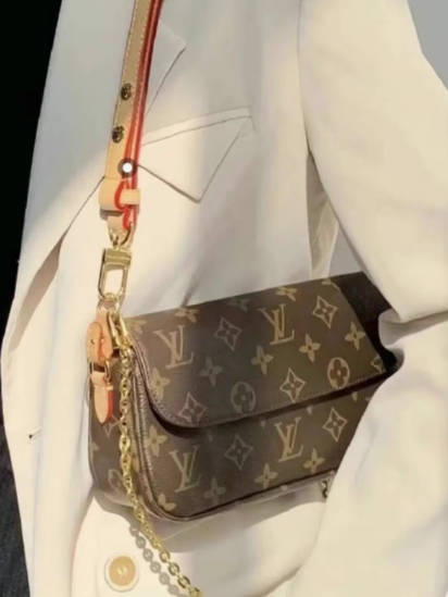 【正品现货】LV路易威登ivy新款邮差老花腋下单肩斜挎女包M81911
