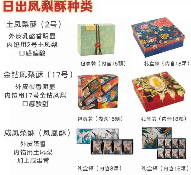 台湾特产日出宫原眼科2号土凤梨酥17号金钻糕饼网红小资伴手礼盒